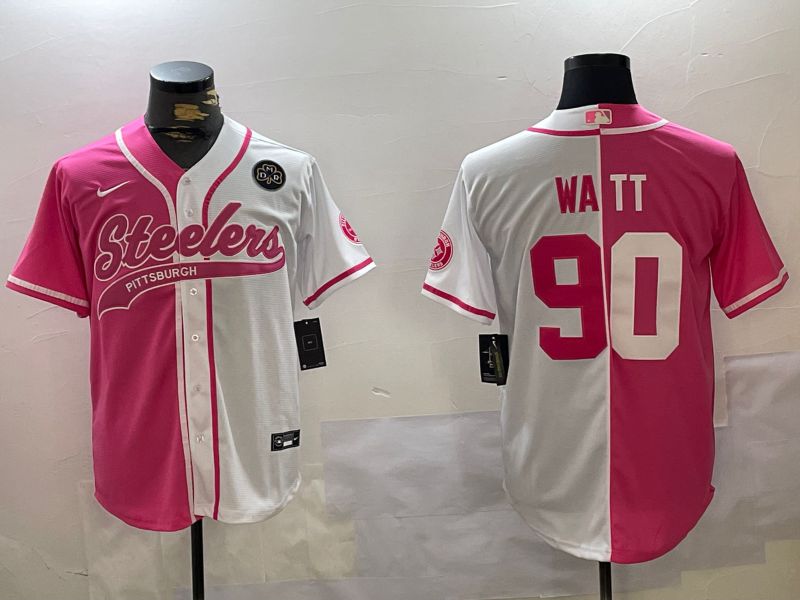 Men Pittsburgh Steelers #90 Watt white pink Joint Name 2024 Nike Limited NFL Jersey style 4->pittsburgh steelers->NFL Jersey